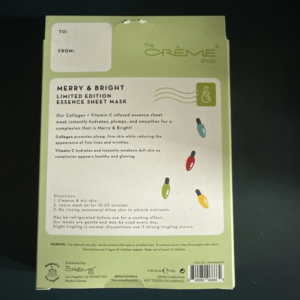 The Creme Shop Holiday Face Sheet Masks 5 Pack Merry & Bright Collagen Vitamin C